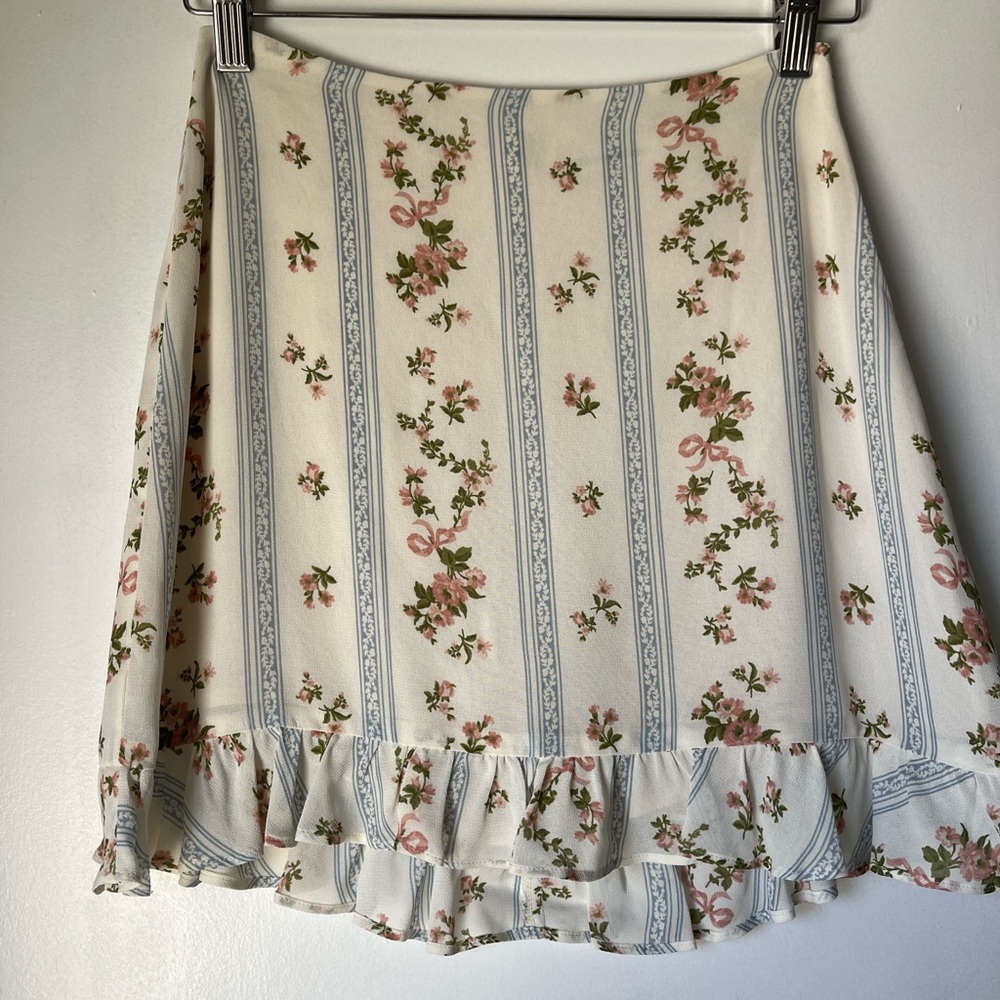 Reformation Floral Ribbon Skirt